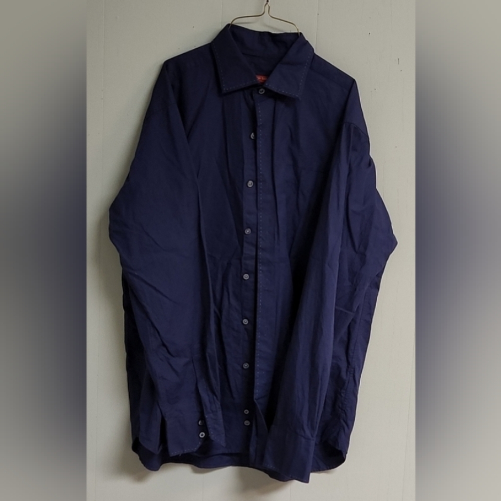 #0118 Austin Reed London Large Blue long-sleeved shirt. Great Stitching.